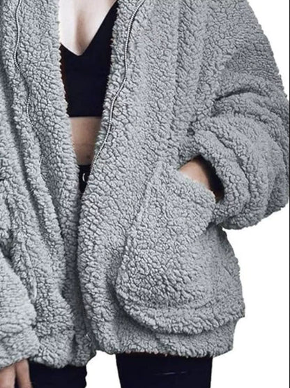 Full Size Cozy Fleece Zip Up Jacket Plus Size