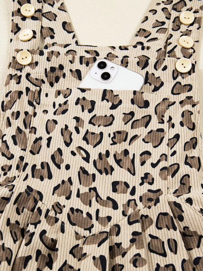 Leopard Bib Wide Leg Jumpsuit