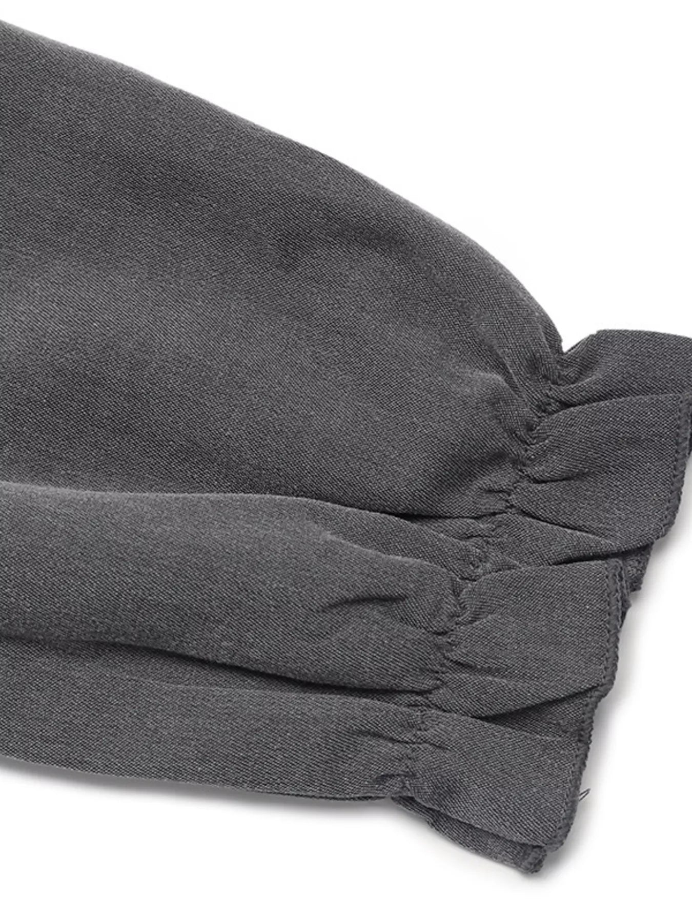 Ruffled Notched Long Sleeve Dress