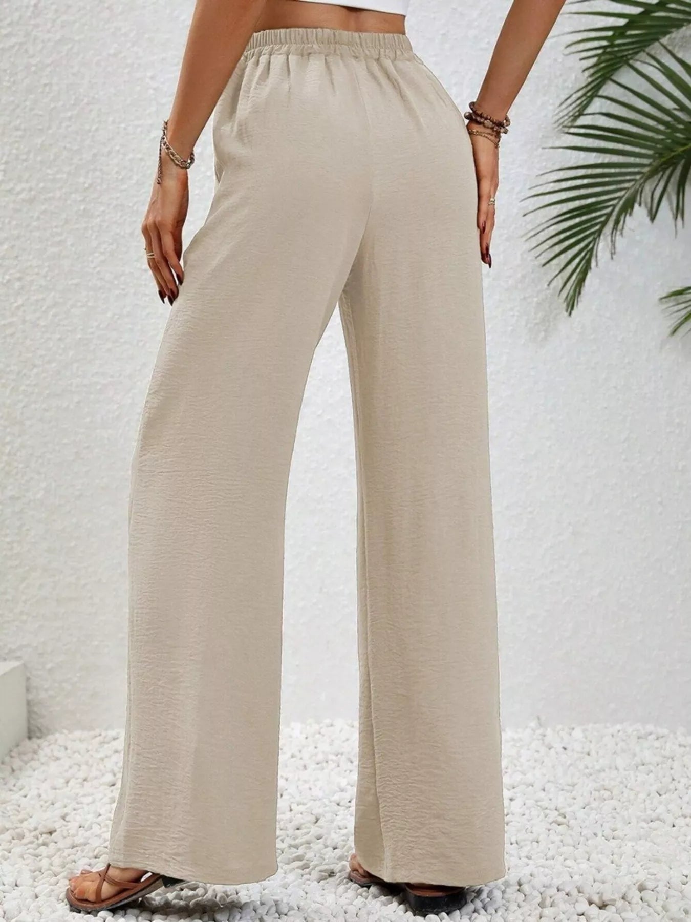 Casual Drawstring Wide Leg Pants