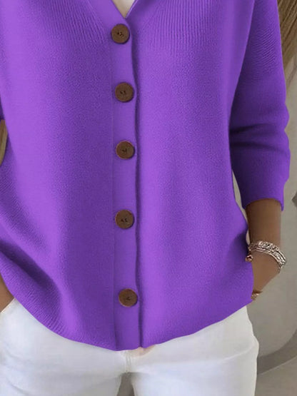 Full Size Hooded Button-Front Soft Knit Cardigan Plus Size