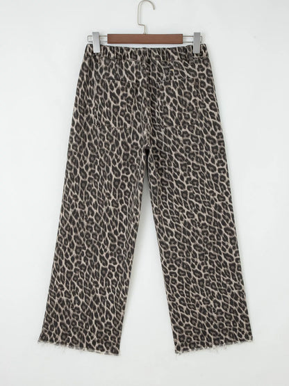 Leopard Straight Loose Leg Jeans