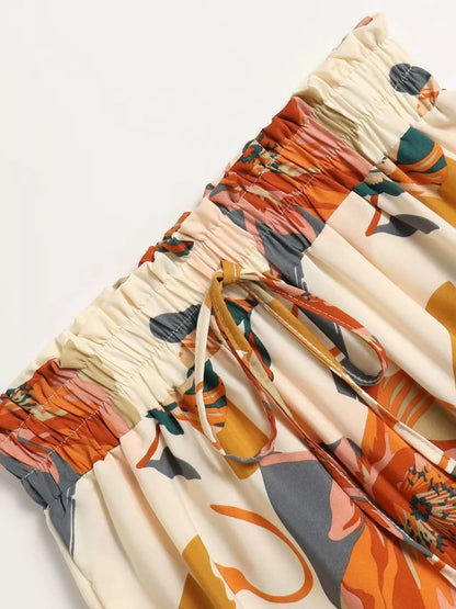 Full Size Floral Print Tiered Skirt Plus Size