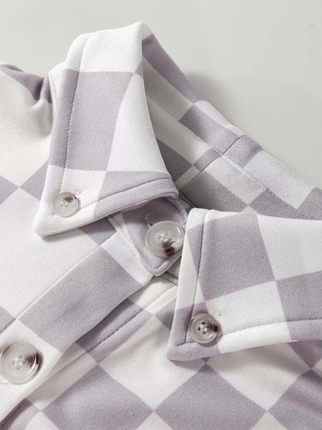 Checkerboard Flap Pocket Button Front Shacket