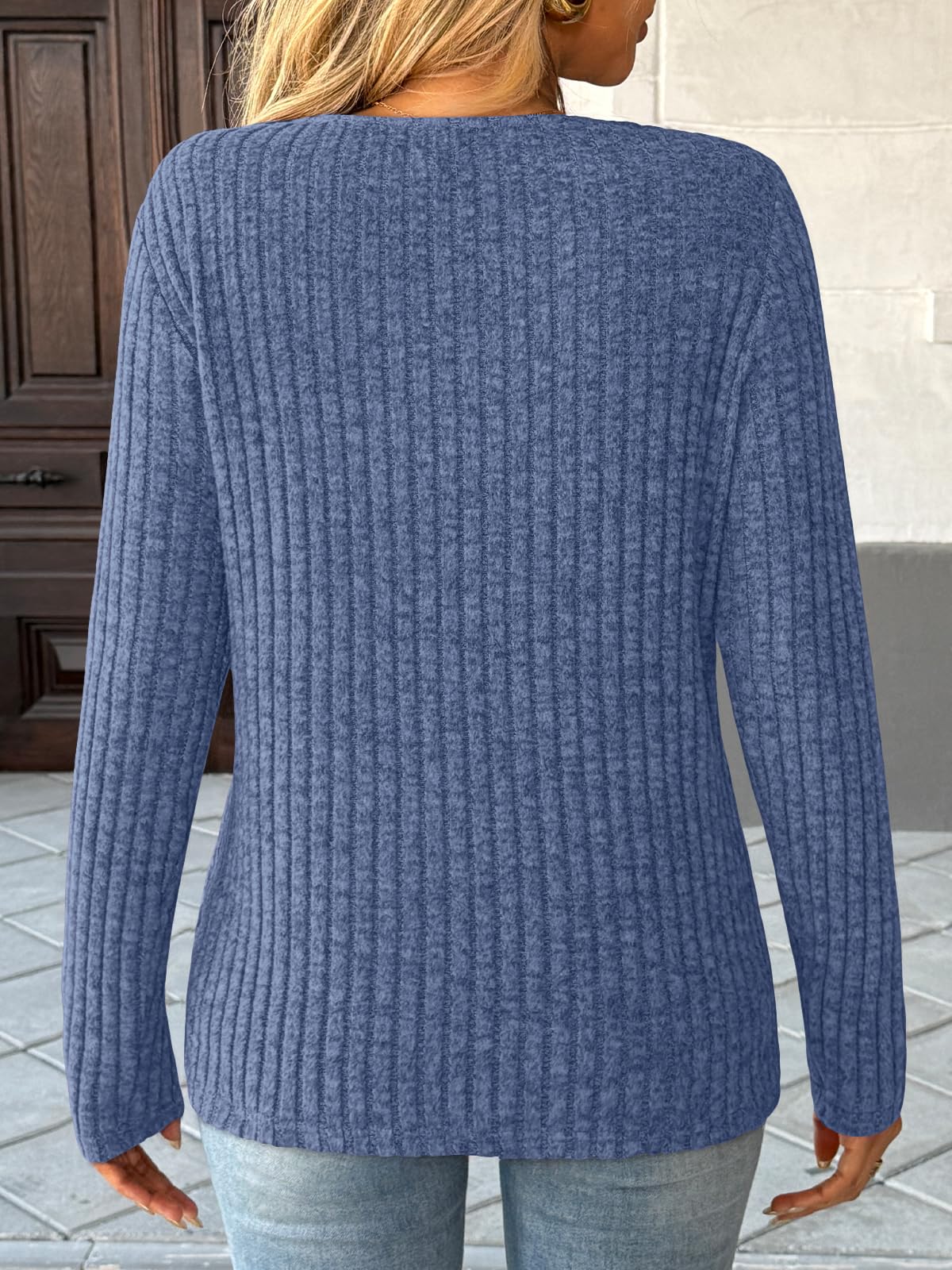 Women's Long Sleeve V Neck Tunic Tops - Dressy Casual Work Blouse Sweater