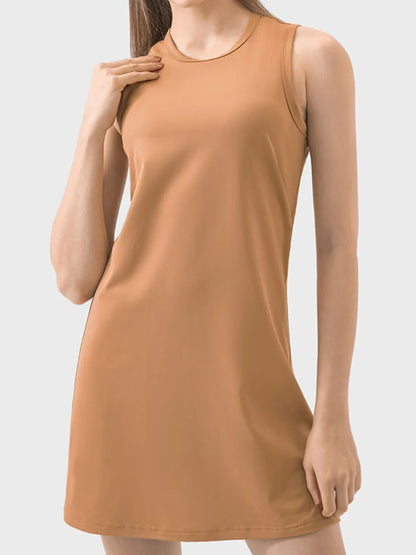 Millennia Round Neck Sleeveless Active Dress Sherbet