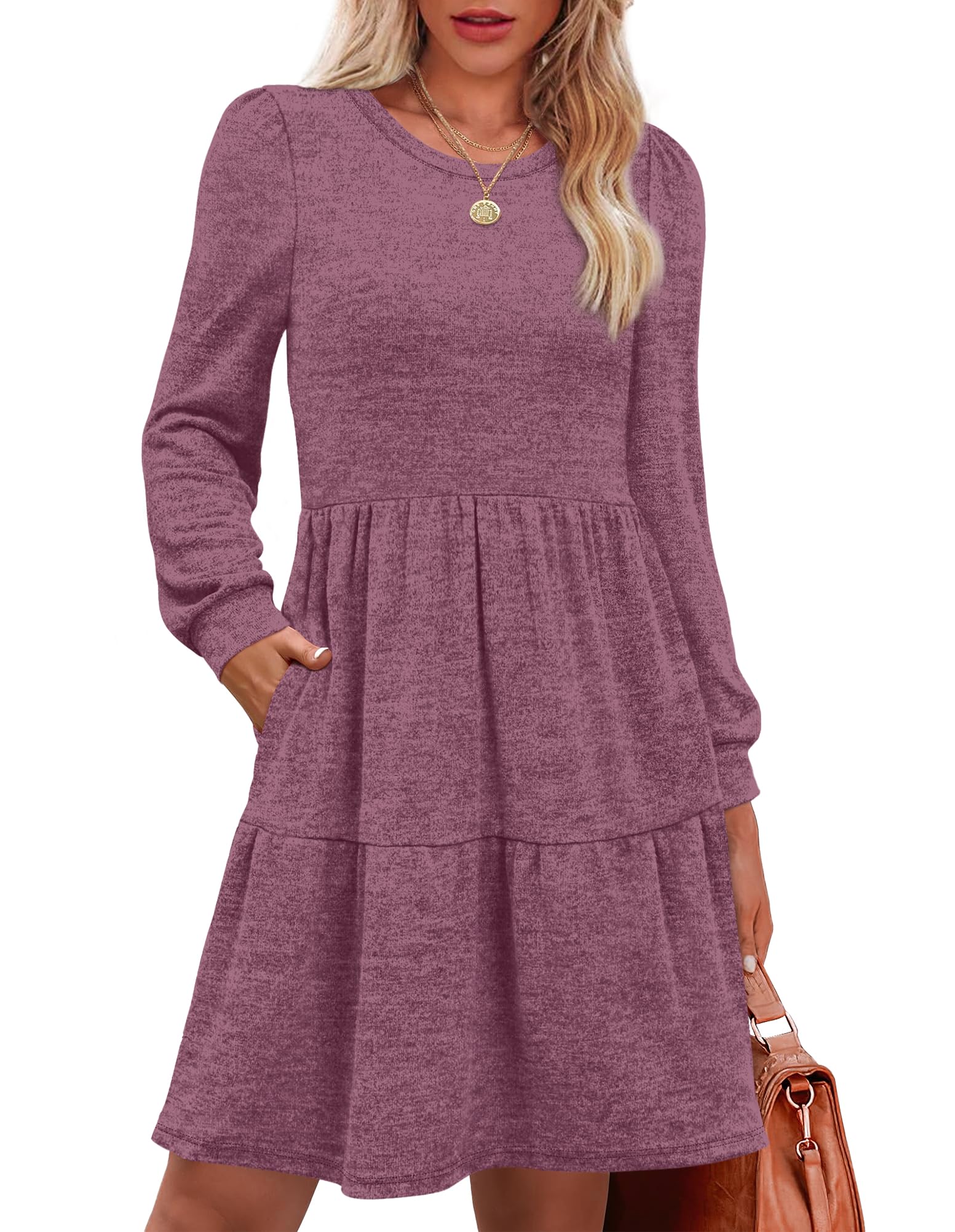 Women's Fall Dresses with Pockets - Long Sleeve Casual Lady Ros Women's Fall Dresses with Pockets - Long Sleeve Casual Lady Ros