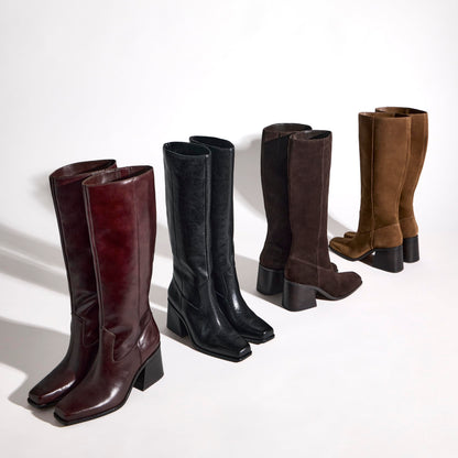 Vince Camuto Women's Sangeti Stacked Heel Knee High Boot Fashion, Dark Mahogany, 7.5