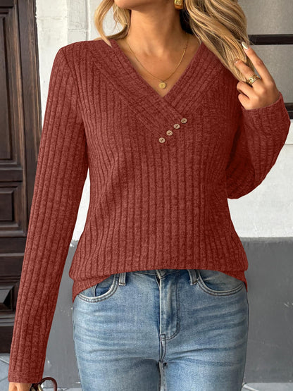 Women's Long Sleeve V Neck Tunic Tops - Dressy Casual Work Blouse Sweater