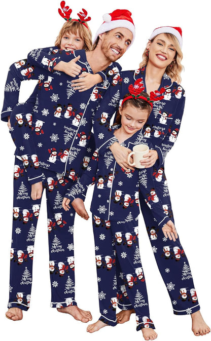 Christmas Family Matching Pajamas - Long Sleeve Button Down PJ Set