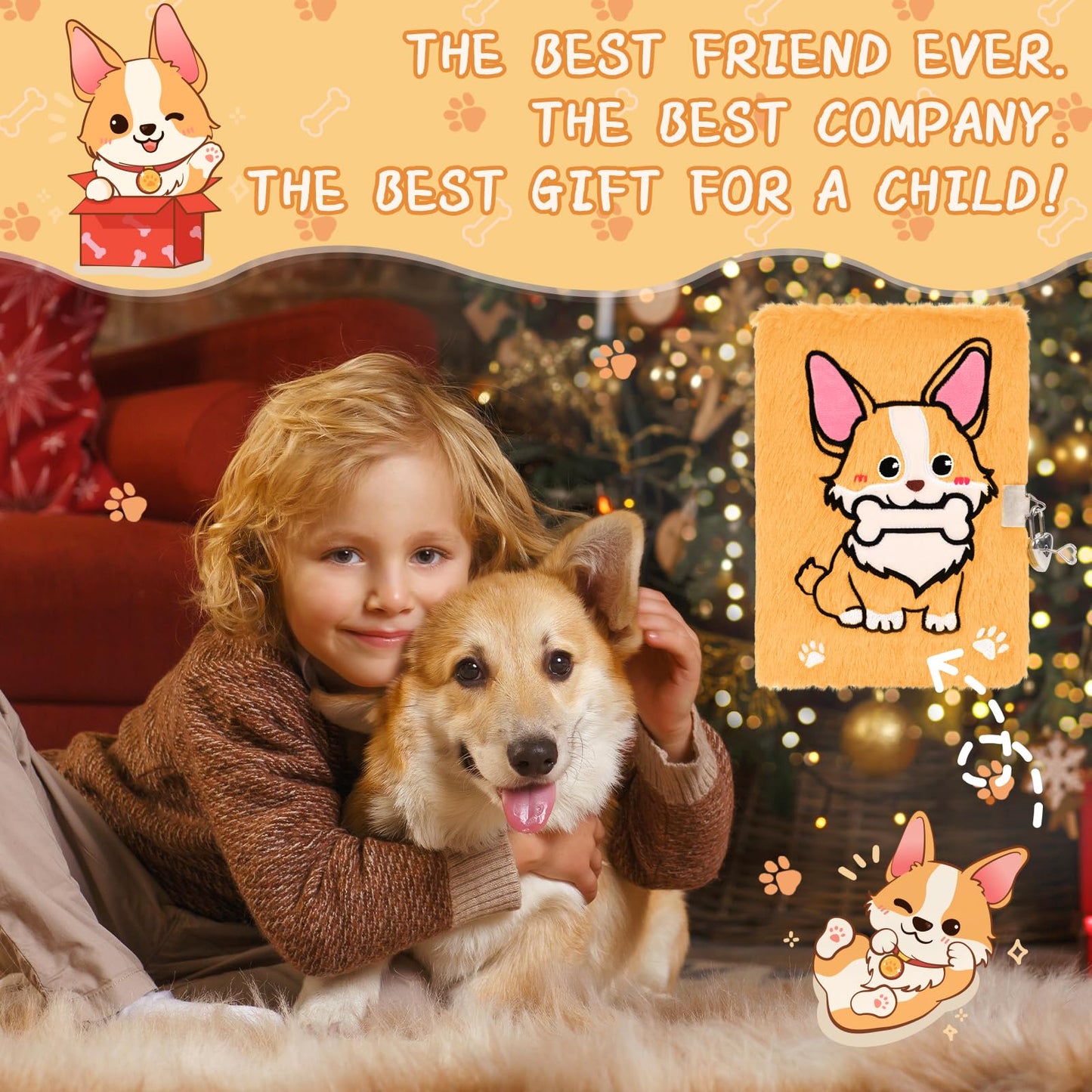 Girls Heart Diary with Lock and Keys - Cute Plush Secret Journal Notebook Gift Ages 6-8