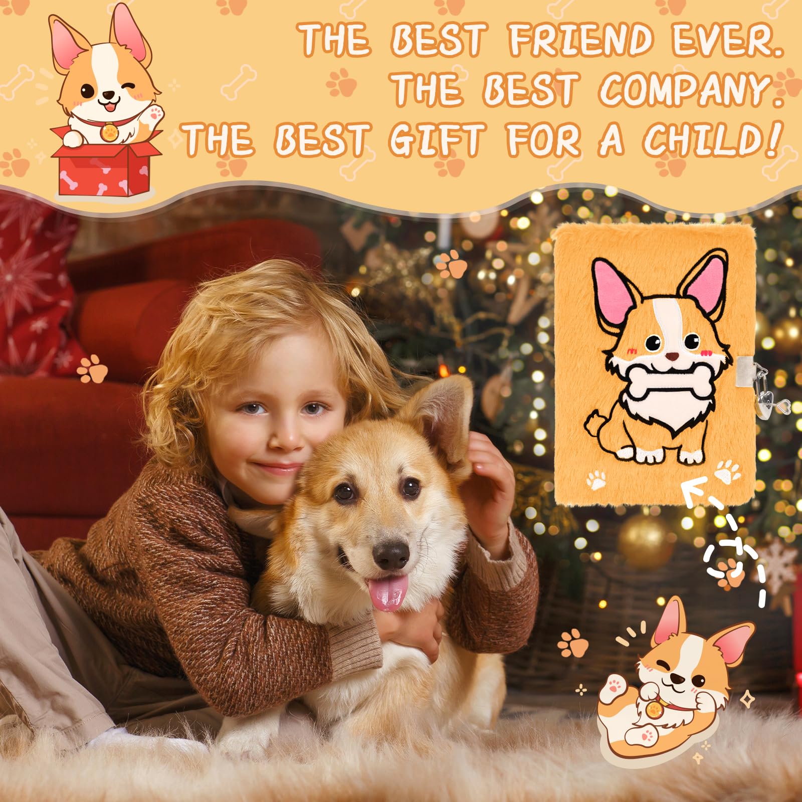 Girls Heart Diary with Lock and Keys - Cute Plush Secret Journal Notebook Gift Ages 6-8