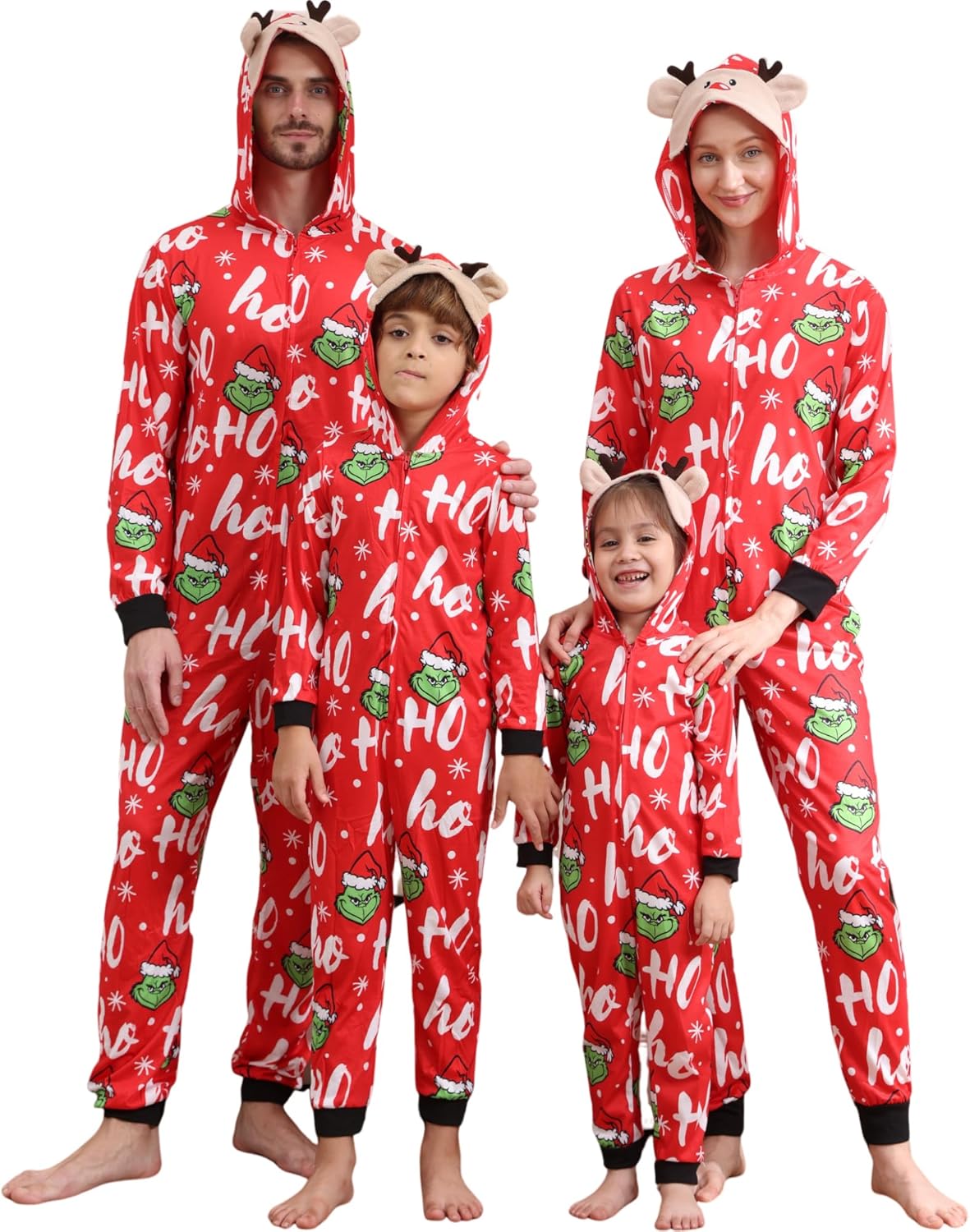 Matching Christmas Onesies for Family - Zip Up One-Piece Holiday Pajamas