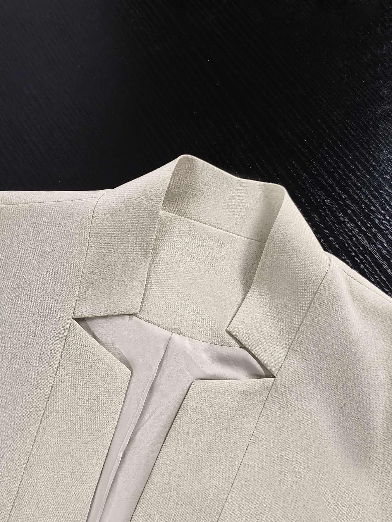 Women's Tweed Blazer Jacket - Open Front Stand Collar Professional Work Coat