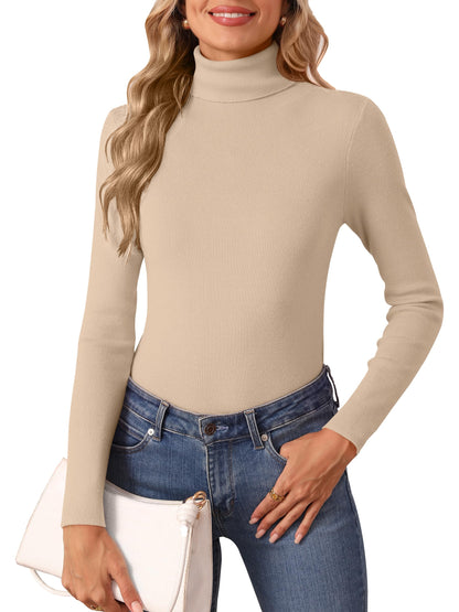 Women's Turtleneck Long Sleeve Shirt - Thermal Underwear Top for Fall Winter