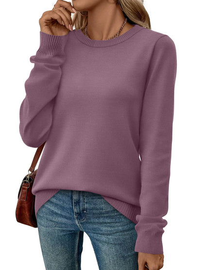 Women's Lightweight Sweaters - Long Sleeve Crewneck Pullover Tops