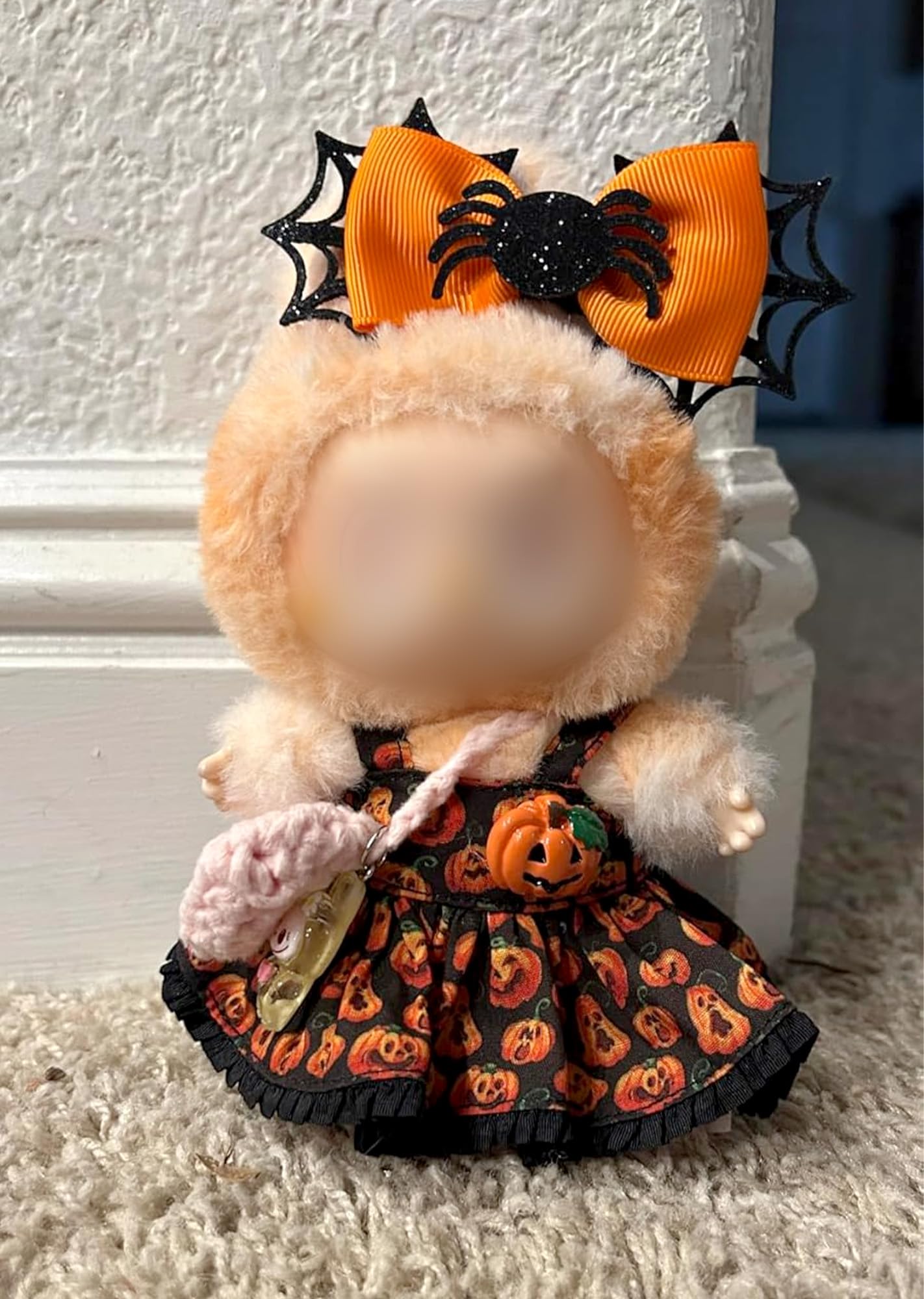 3 Piece Handmade Crochet Outfit for 17cm Dolls - Heart Sweater Hat & Bag Set