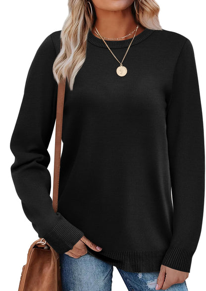 Women's Lightweight Sweaters - Long Sleeve Crewneck Pullover Tops