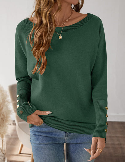 Women's Off The Shoulder Sweater - Oversized Knit Batwing Sleeve Pullover