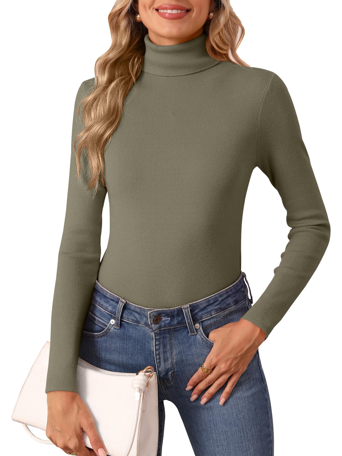 Women's Turtleneck Long Sleeve Shirt - Thermal Underwear Top for Fall Winter