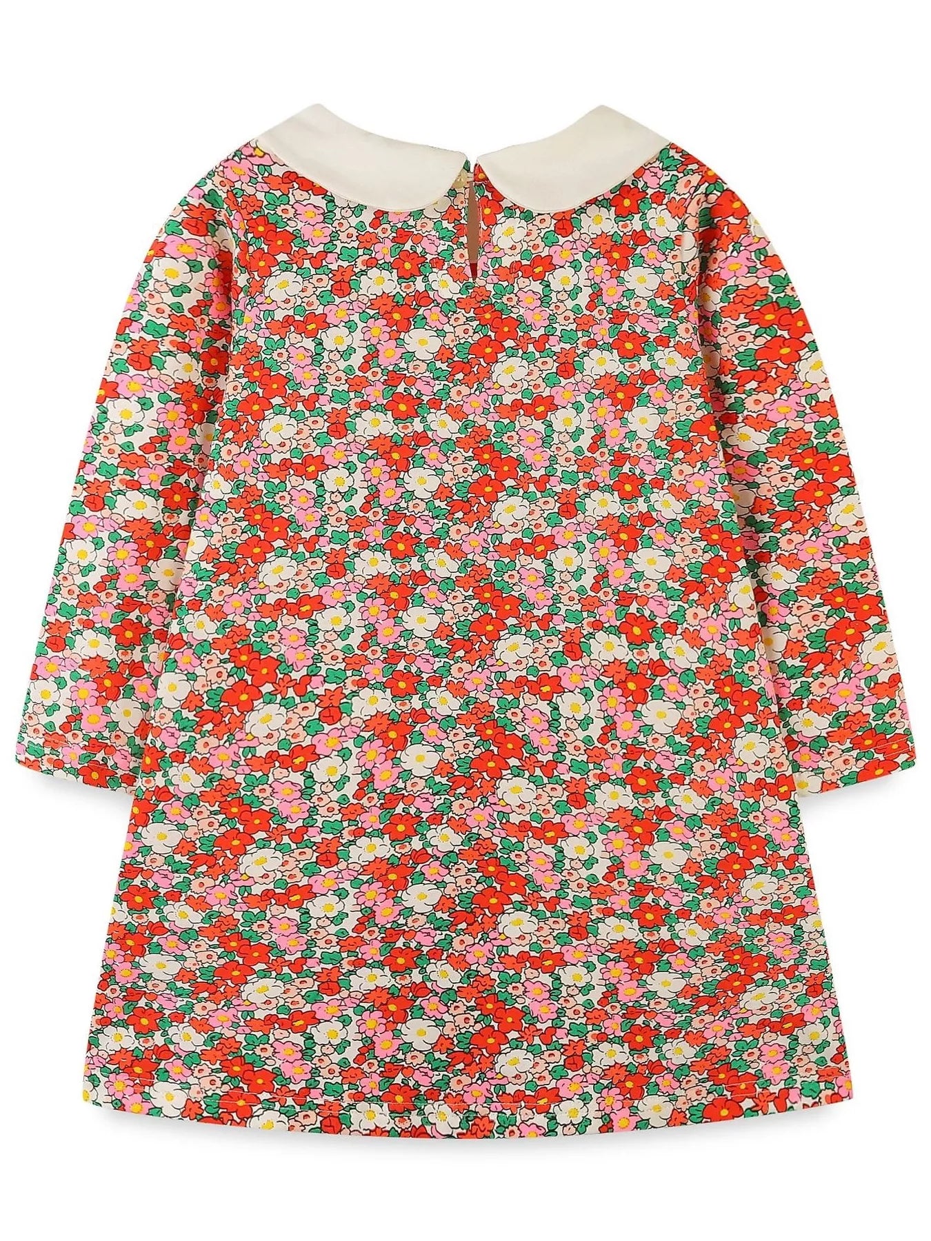 Children's Floral Print Long Sleeve Peter Pan Collar Dress