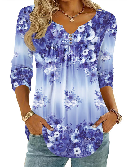 Women Long Sleeve V Neck Blouse - Casual Dressy Work Tunic Top with Pleated Detail 2025