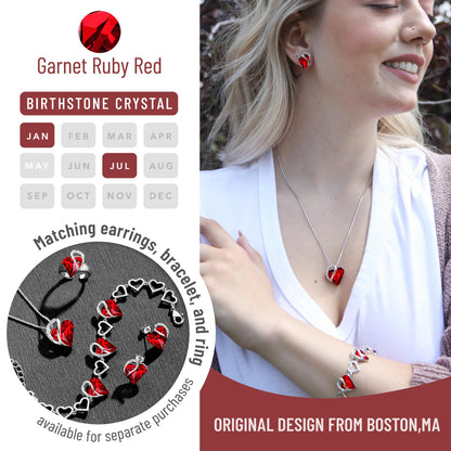 Infinity Love Birthstone Heart Necklace - 18K White Gold Plated Crystal Pendant Gift for Women