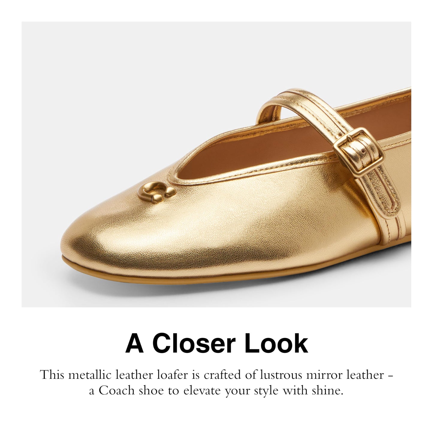 Coach Sculpted C Metallic Leather Soft Mary Jane