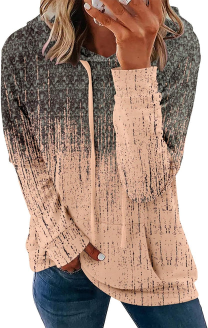 Pullover Hoodie - Tie Dye & Floral Print Hooded Sweatshirt with Pockets L-apricot Mosaic