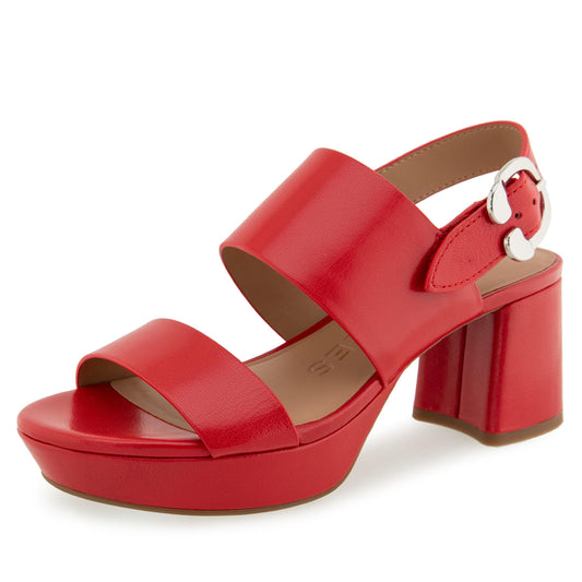 Aerosoles Women's Camera Platform Heeled Sandal, Racing Red Leather, 6W