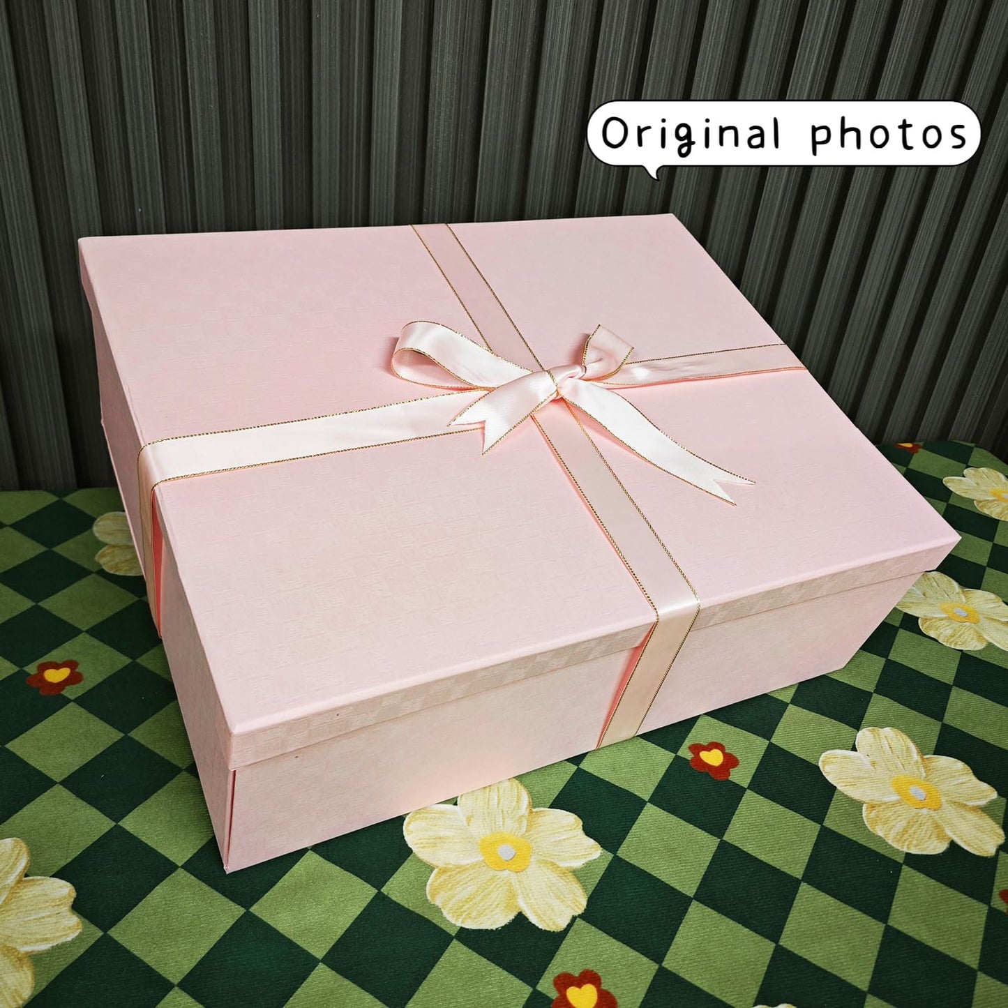 Large Gift Box with Lid 16.5x13x5.5 inches - Includes Card, Ribbons & Filler