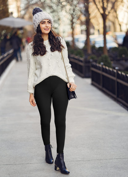 CHRLEISURE Women's Fleece Lined Tights - Fake Sheer Warm Pantyhose Thick Winter Leggings