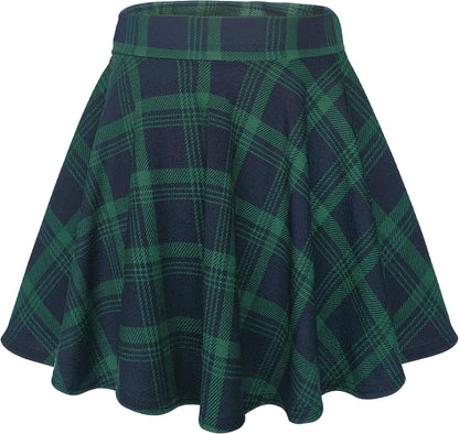 Women Flared Mini Skater Skirt - Stretchy A-Line Circle Skirt