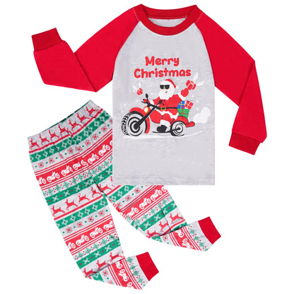 Tphon Kids Christmas Pajamas Sets Santa Claus Dinosaur Sleepwear Long Sleeve PJS Set for Boys Girls 2-12 Years