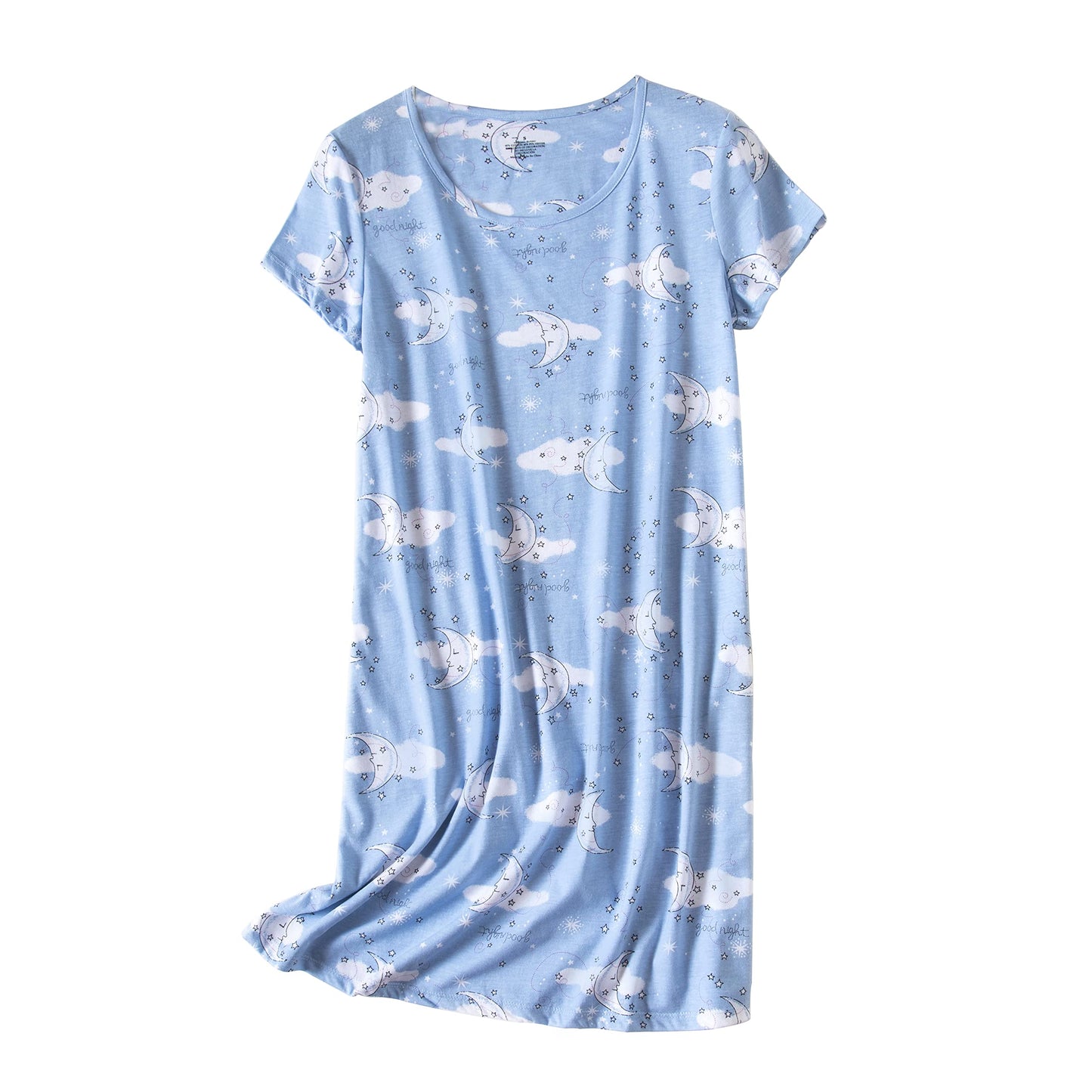 PNAEONG 3 Pack Women's Cotton Nightgown Sleepwear Short Sleeves Shirt Casual Print Sleepdress