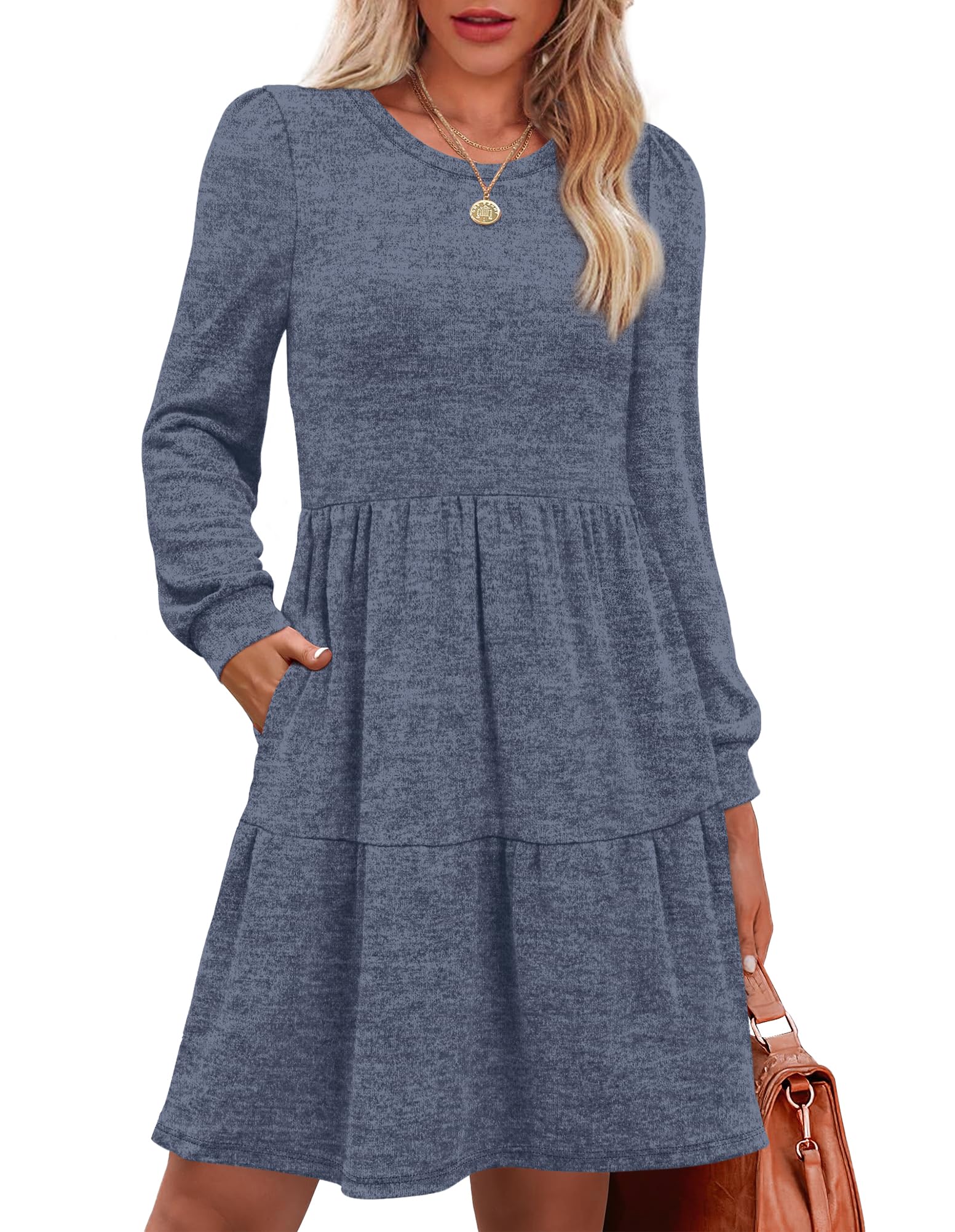 Women's Fall Dresses with Pockets - Long Sleeve Casual Lady Ros Women's Fall Dresses with Pockets - Long Sleeve Casual Lady Ros
