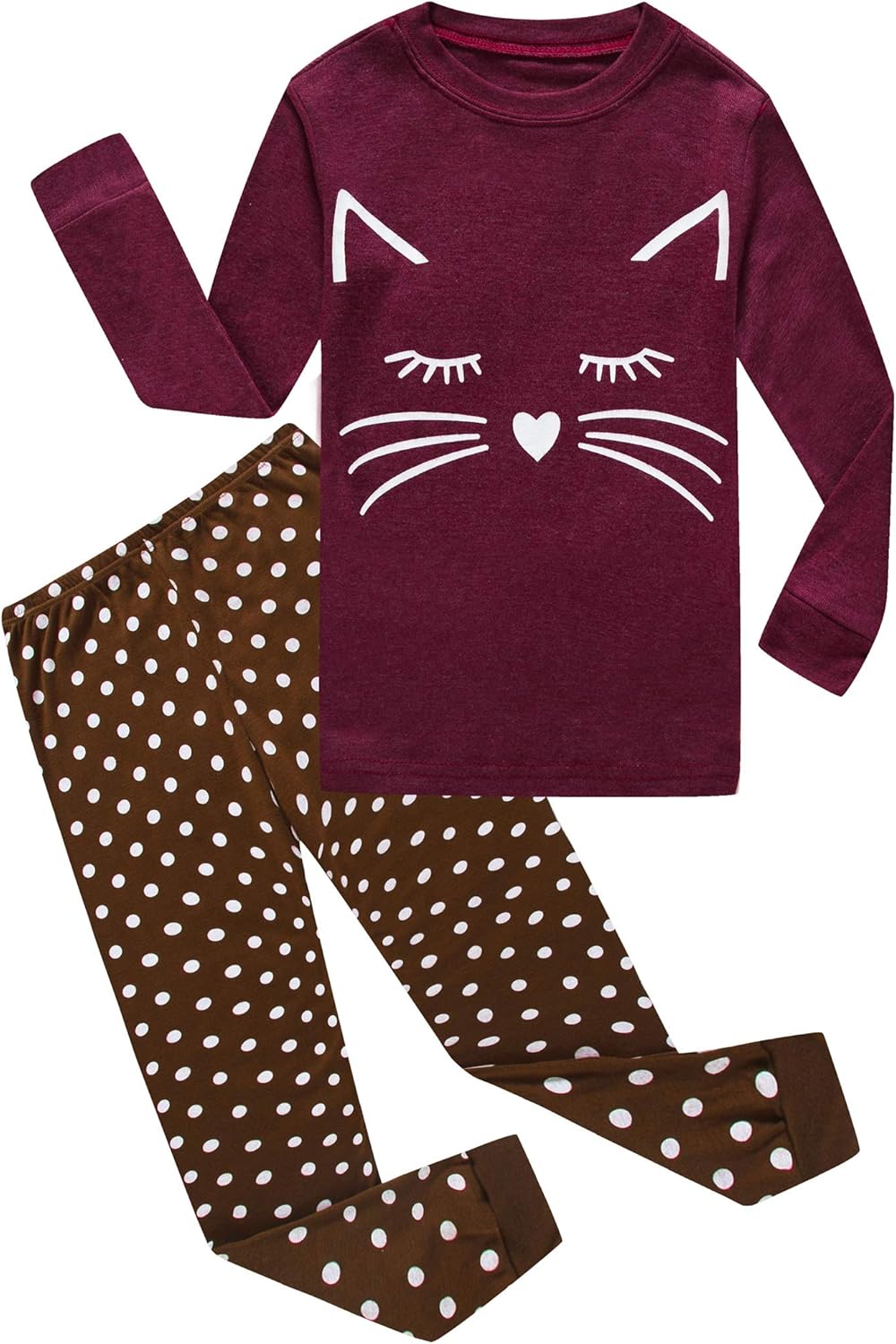 Kids Cotton Pajamas 2 Piece Set - Soft Sleepwear for Boys and Girls Cat F5