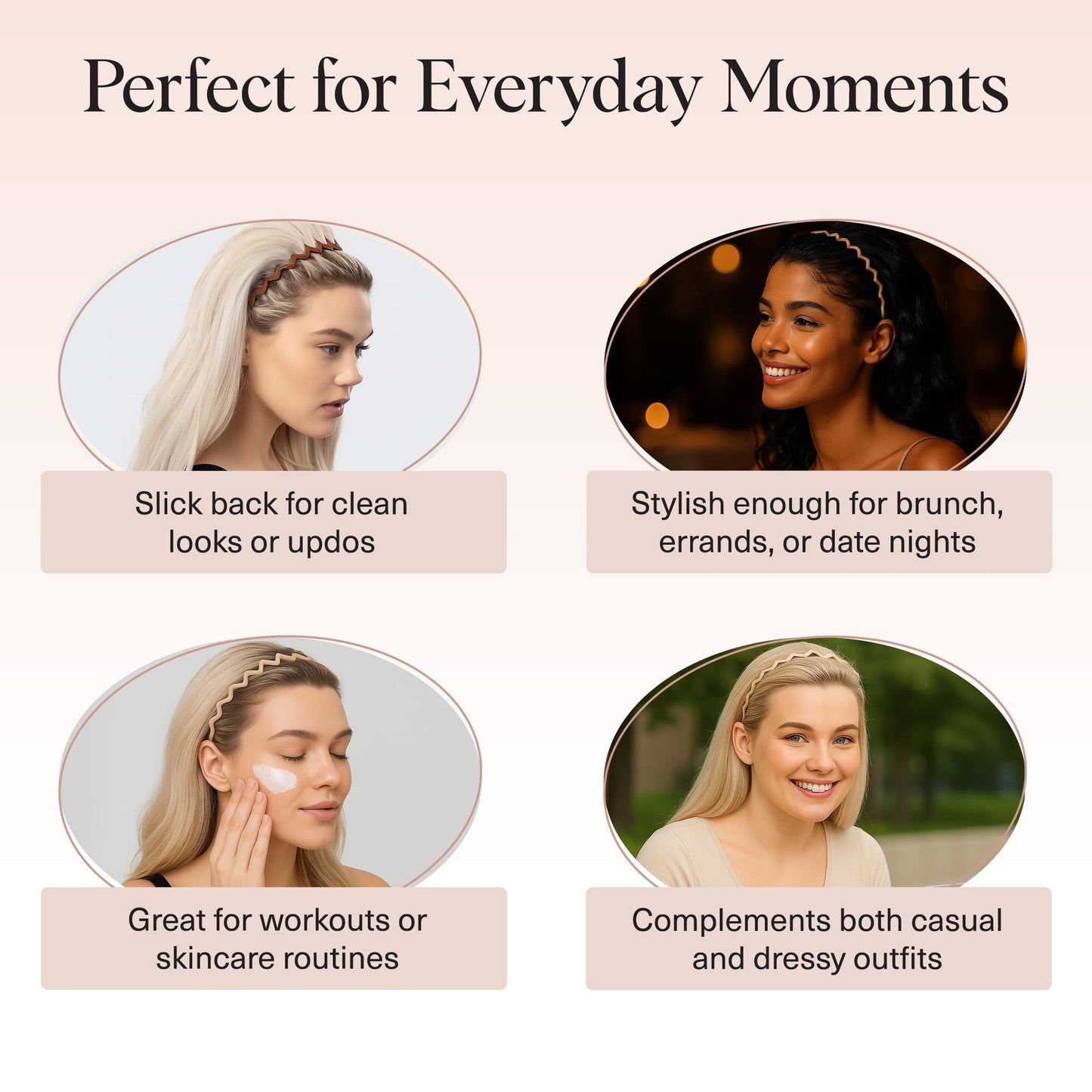 Women Accessories - Comfortable Comb Headbands with Teeth - Recycled Plastic Hair Accessories - 2 Pack