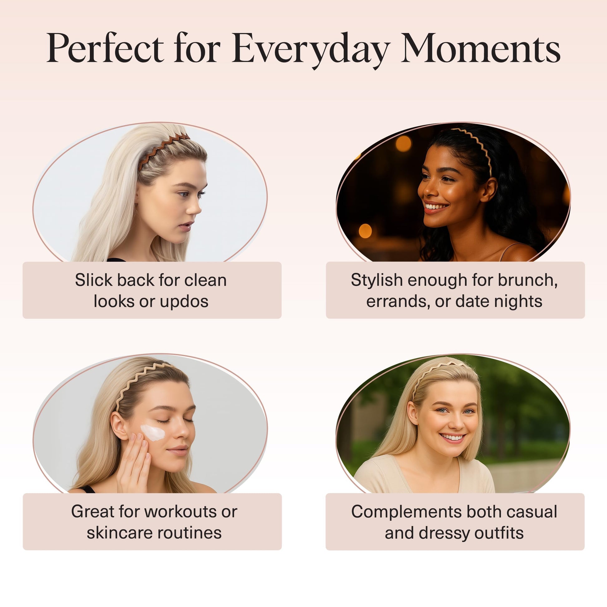 Women Accessories - Comfortable Comb Headbands with Teeth - Recycled Plastic Hair Accessories - 2 Pack