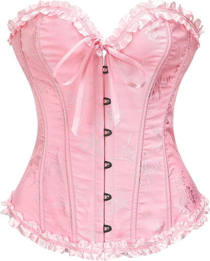 Corset Top for Women - Lace Bustier Shapewear with Push Up Support