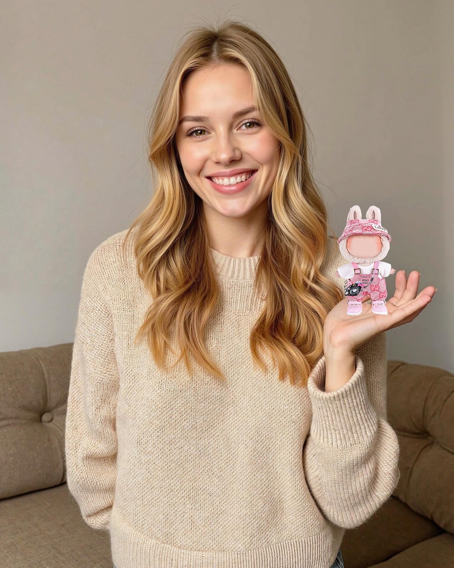 4 Piece Doll Clothes Set for 15cm-17cm Dolls - Outfit with Overalls Hat & Bag