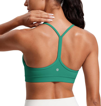 Women's Y-Back Sports Bra Padded Racerback Low Impact Workout Top Cascadia Green