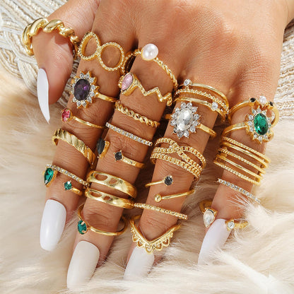 Women's Accessories - 36-Piece Gold Plated Jewelry Set Necklaces Bracelets Earrings Rings Gift