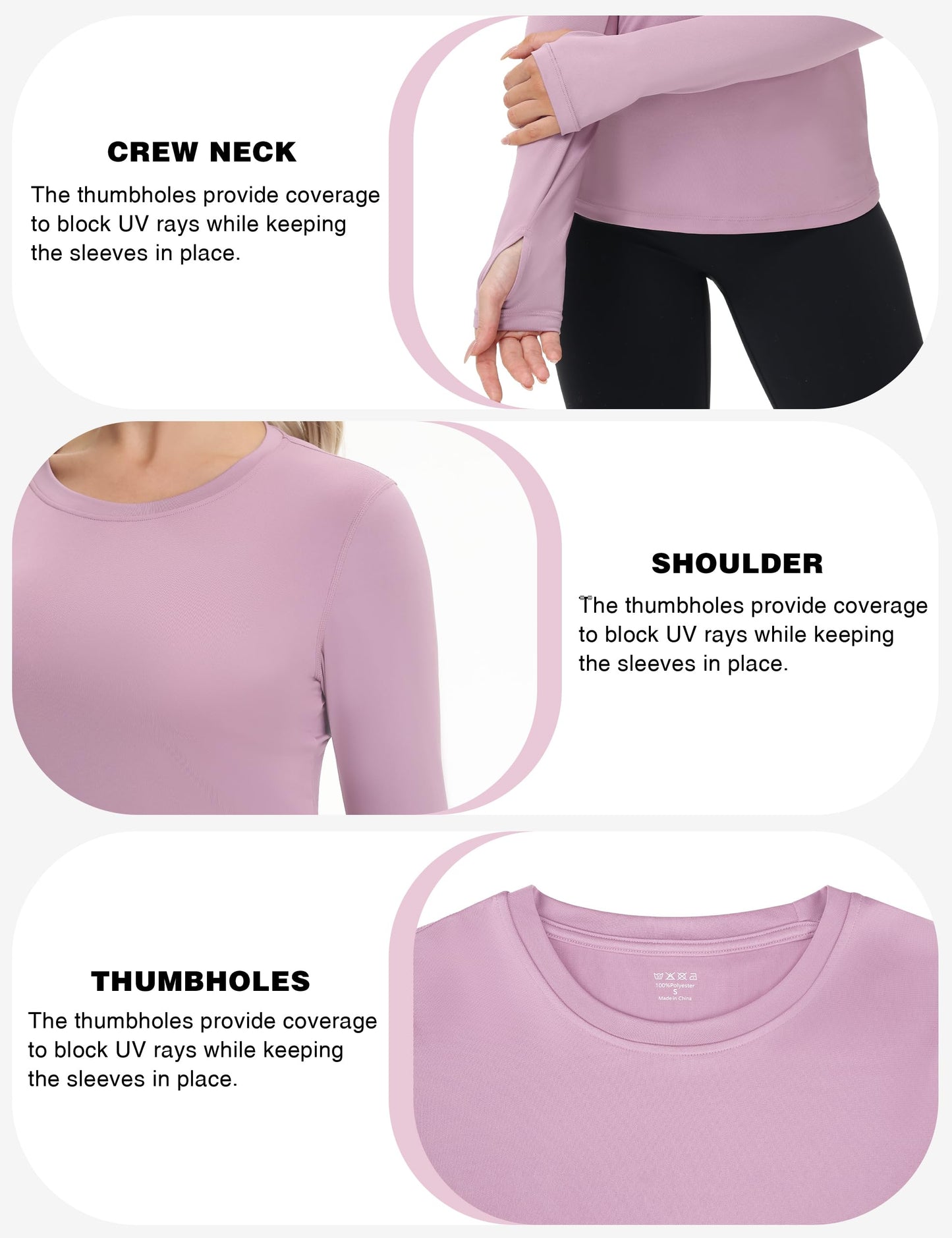 Women's UPF 50+ Sun Protection Long Sleeve Shirt - Athletic Rash Guard with Thumb Holes