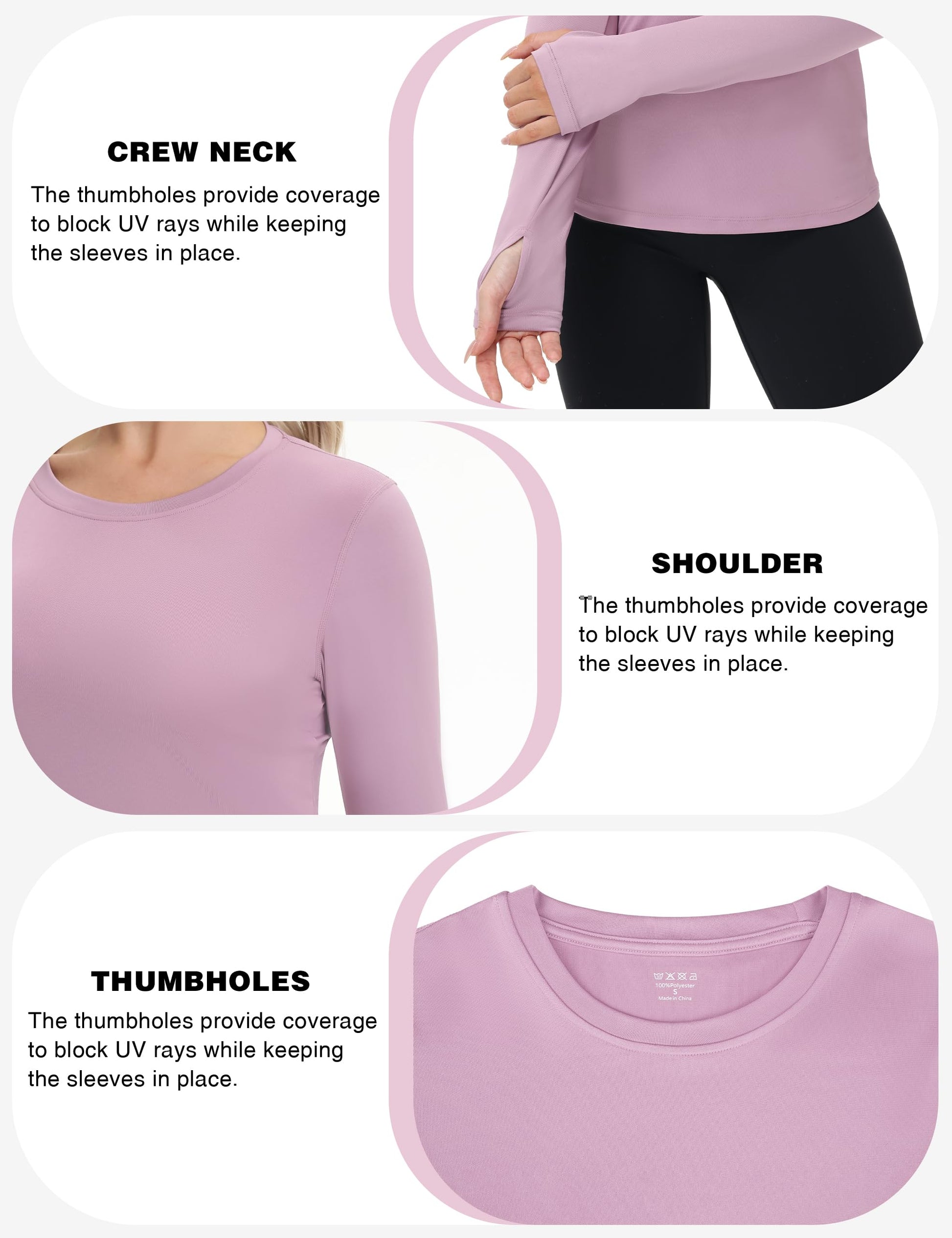 Women's UPF 50+ Sun Protection Long Sleeve Shirt - Athletic Rash Guard with Thumb Holes