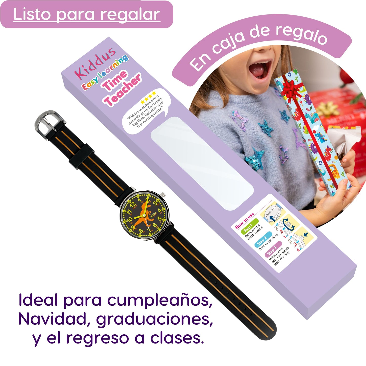 Kids Time Teacher Watch - Educational Analog Watch with Japanese Quartz Movement Ages 5-12