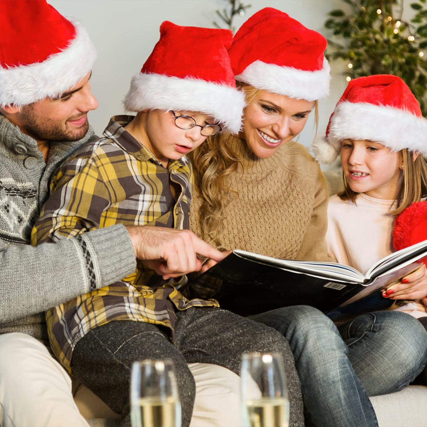 BOSONER Santa Hat: Christmas Hat Adult - Santa Hat for Women and Men - Led Santa Hat