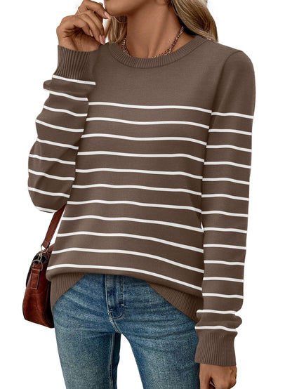Women's Lightweight Sweaters - Long Sleeve Crewneck Pullover Tops