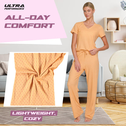 Women's Pajama Sets 2 Pack - Soft Lounge PJ Pants Set for Sleeping & Lounging