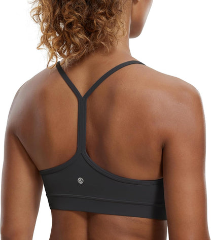Women's Y-Back Sports Bra Padded Racerback Low Impact Workout Top